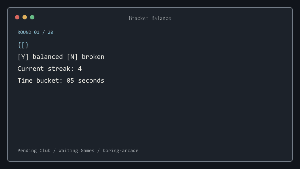 Bracket Balance terminal gameplay preview